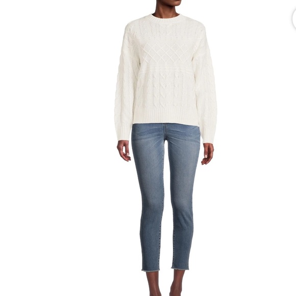 Classic Fisherman Cream Cable Knit Sweater Lightweight Timeless Preppy Sz M - Picture 13 of 15